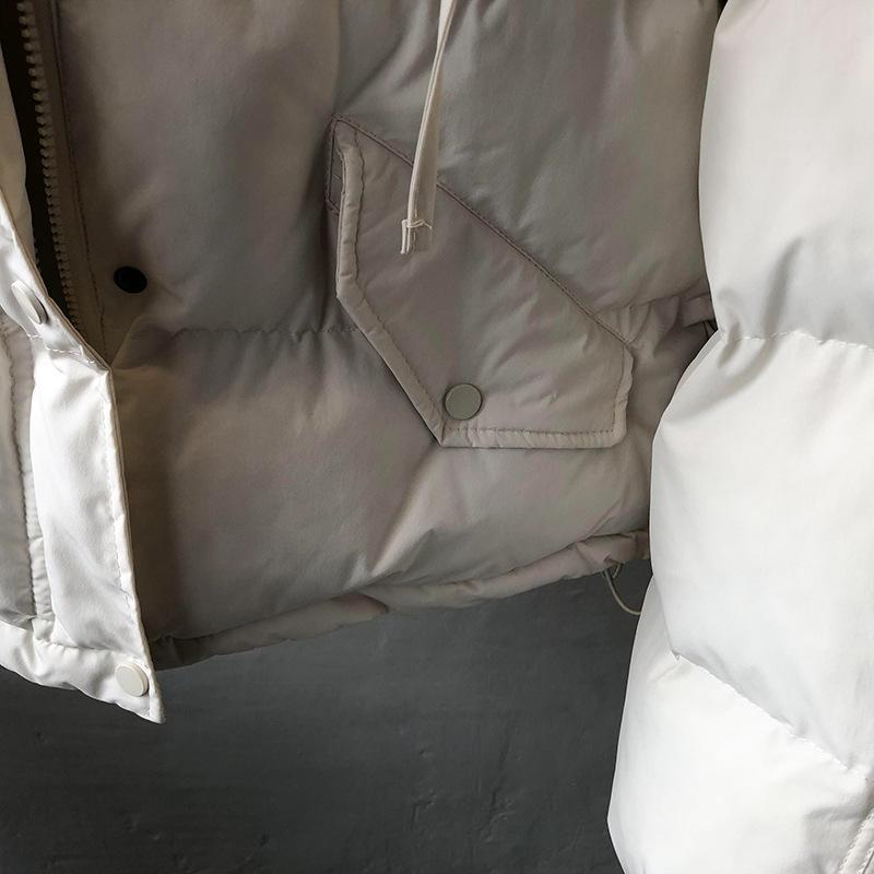 Solid Women's Winter Down Jacket Hooded Collar Short Single-Breasted Coat Preppy Style Parka Ladies Chic Outwear Female