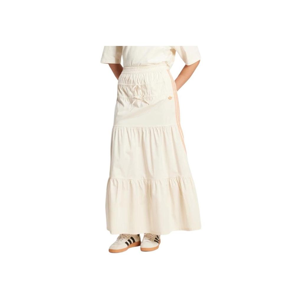 Adidas Оригинальная полосатая юбка с высокой талией, свободного кроя, длинная, повседневная, женская, белая KC0768