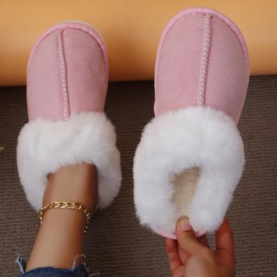 Модные женские тапочки с закрытым носком, теплые хлопковые тапочки, утолщенные плюшевые зимние домашние туфли, женские легкие повседневные комнатные шлепанцы