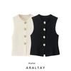 Araltay New Arrival Fashion Style Women's Clothing Fashion All-Match Minimalist Gold Button Decoration Knitting Tops 6771068