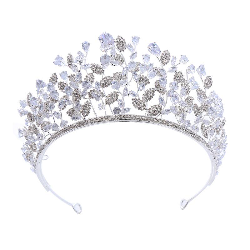 Свадебная корона Роскошная ручная работа Цирконовая корона принцессы Тиара Аксессуары для волос Зимняя повязка на голову
