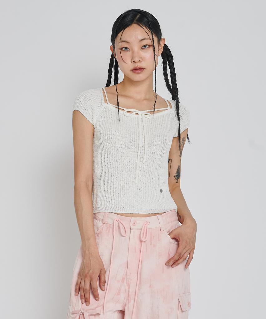 UNUSUALNORMAL Rupin 2Way Knit Top_Ivory