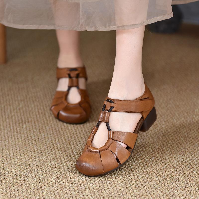 Fashion 2024 New Women's Shoes Closed Toe Women's Sandals Summer Casual Sandals Women Round Toe Solft Sole Hollow Flat Rome Shoes Women