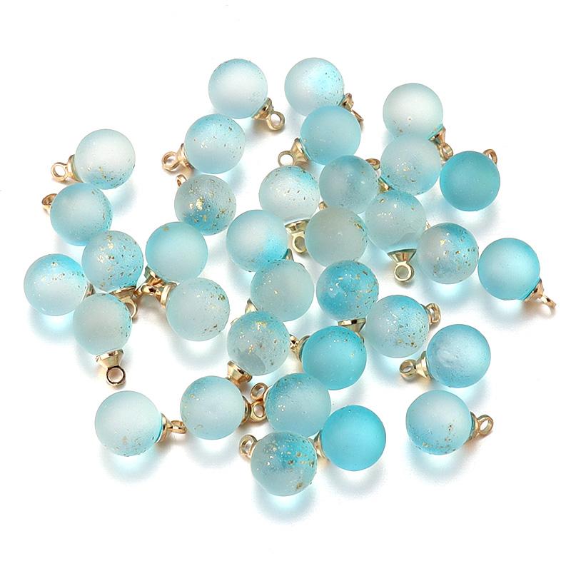 30pcs/Lot 8mm Round Gradient Color Lampwork Charms with Golden powder Loose Spacer Glass Beads Pendant DIY Necklace Earrings