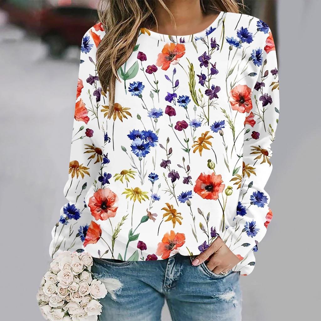 2025 Plus Size Autumn and Winter New Fashion Round Neck Long Sleeve Printed Elegant Casual Loose Hoodie