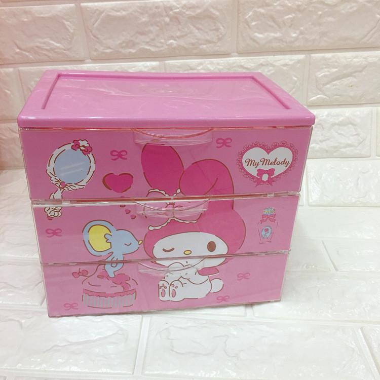 Hello Kitty Leopard Unicorn Melody Pattern Three Layer Drawer Style Storage Box For Desk Organization