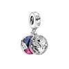 Pandora Santa Claus Pendant: 925 Silver, Four-Leaf Clover, Double Circle Charm