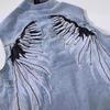 Men's Plus Size Sleeveless Biker Denim Vest with Wing Embroidery & Rivets