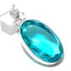 Swiss Blue Topaz Gemstone Handmade 925 Sterling Silver Pendant 2.17" U8V72