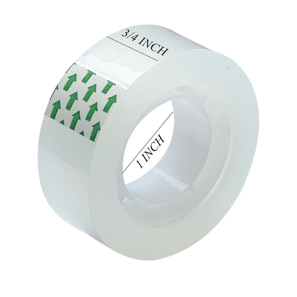 Clear Tape Refill 12 Rolls, Hand Tearable Transparent Tape for Dispenser, 3/4" x 1000inch Adhesive Tape for Office Home Craft Gift Wrapping (Not for