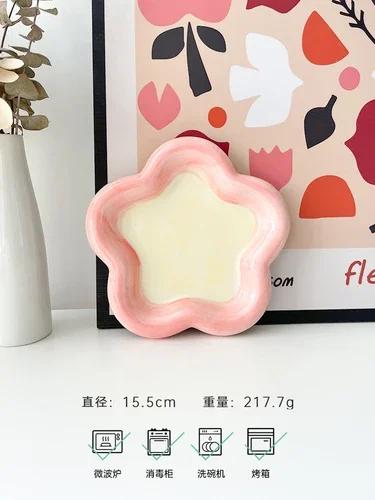 Корейская тарелка Мультяшные десертные тарелки Милые керамические обеденные тарелки Расписанные вручную Плоские Завтрак Салат Фруктовая тарелка Блюда и тарелки