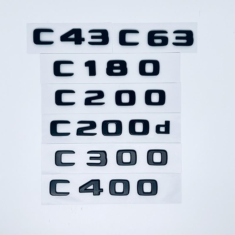 3D ABS Black C63 C43 C180 C220d C300 Logo Letters 4MATIC Badge Car Rear Star Sticker AMG Emblem For Mercedes Benz W205 C205 W206