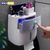 Bathroom Tissue Holder Wall Mounted Toilet Paper Box Waterproof Roll Paper Storage Rack Double Layer Organizer Shelf With Drawer