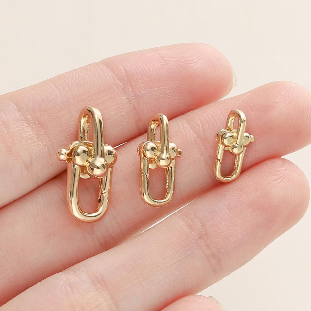 2 шт. в упаковке Позолоченные пружинные застежки 14K Латунные U-образные застежки-карабины для изготовления ювелирных изделий своими руками Аксессуары для браслетов