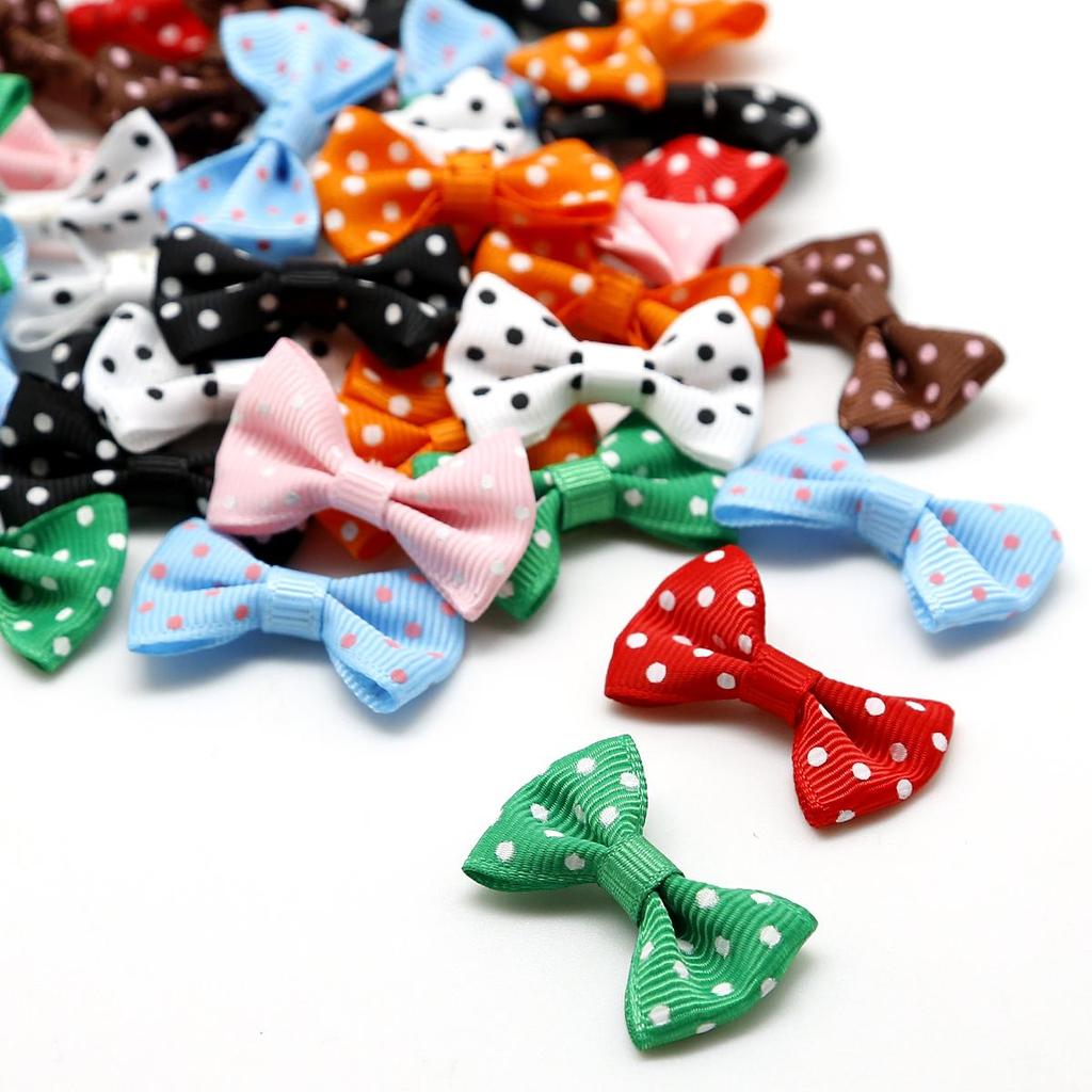 25/50Pcs Dots Satin Multi Color Grosgrain Dots Satin Ribbon Bow For Sewing Craft Wedding Bow Tie Decoration