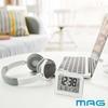 MAG (Mag) Alarm Clock, Compact, Digital, Radio-Controlled Clock with Thermometer, Calendar, Electronic Sound, Alarm, Snooze, and Light, White, Farman
