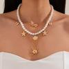 Mulitlayer Shell Multilayer Necklace Pearl Imitation  Pearl Necklace  Summer