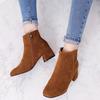 Women Ankle Boots Fashion Pointed Toe Matte Velvet Side Zipper with Thick Heel Medium Heel Plus Size