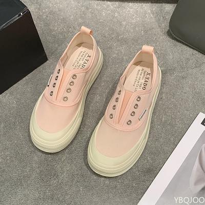 Повседневные ленивые парусиновые туфли для женщин, весна-осень, новинка, на плоской подошве, повседневные, простые, универсальные, дышащие кеды