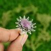 925 Silver Oval Ruby Zoisite Gemstone Flower Trendy Engagement Statement Ring