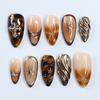 Medium Almond Press On Nails Glossy Fake Nails with Designs Reusable False Nails Press Ons Full Cover Acrylic Glue On Nails Stick On Nail for Women