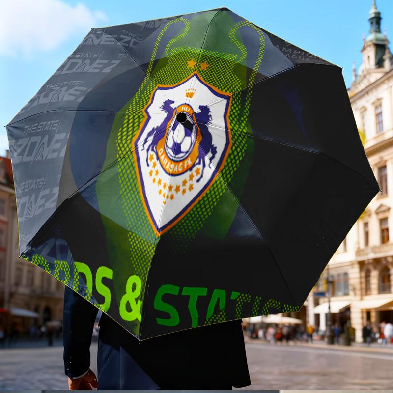 Soccer Team Qarabag Design Mini Five-Fold Lightweight Umbrella, Eight-Bone Frame, for Home Travel and Outdoor Use in Any Season Fan Gifts