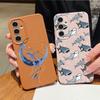 Чехол для телефона с узором «Кит и Дельфин» для Samsung Galaxy S25Edge S26 S24 S23 S22 Ultra S26 Plus S25 FE Кожаная текстура Мягкий чехол из ТПУ
