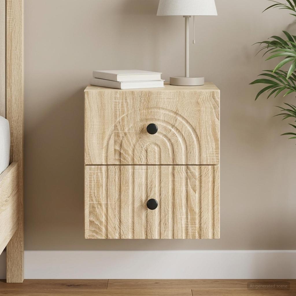 Wall Mounted Nightstand Sonoma Oak 33 x 34.5 x 40 cm