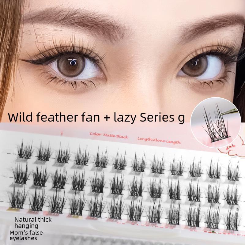 Feather Fan Style False Eyelashes - Lazy Series: Natural, Easy To Apply, Perfect for Novice Thai Makeup.
