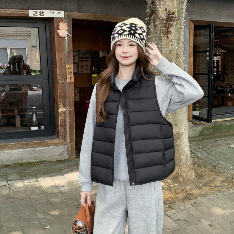 Autumn and winter new women's short down cotton vest stand-up collar loose versatile warm fashion cotton vest