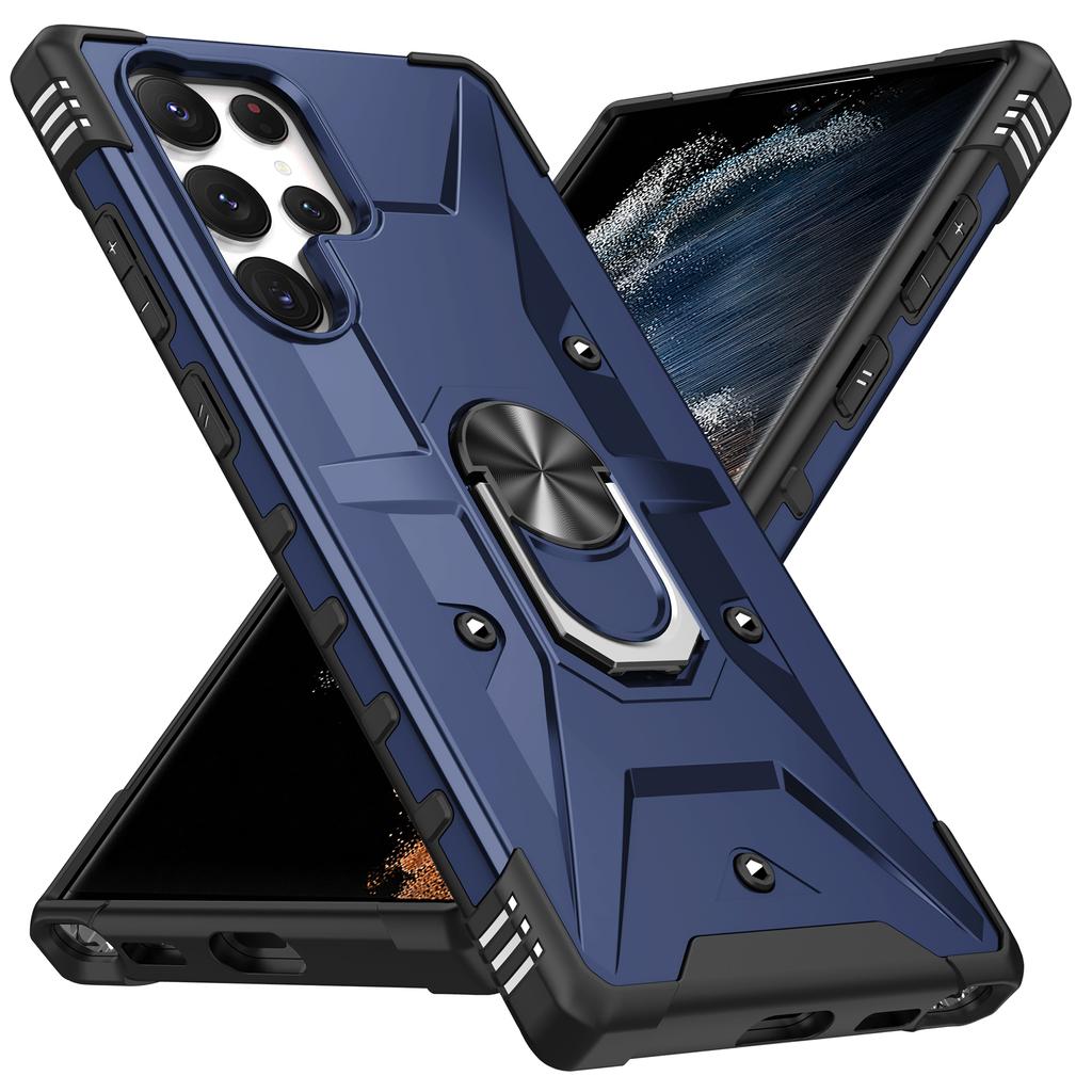 Для Samsung Galaxy S24 Ultra Чехол PC+ TPU Гибридная Накладка для Телефона с Кольцом-Держателем Подставка