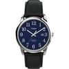 Часы Timex EasyReader 38 мм с кожаным ремешком, Черные/Серебристый тон/Синий. , Классика.