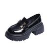 Fashion British Small Leather Shoes 2025 Summer New Height: 6.5 Cm Loafers, Black Leather Women's Shoes, Platform Leather Shoes