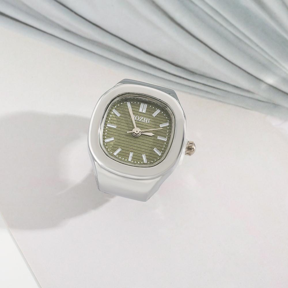 Ring Quartz Watch Creative Alloy Shell Finger Square Dial Couple Men And Women