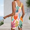 Plus Size Womens Romper With Tank Top And Patch Pockets