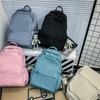 Simple and Fashionable Casual Backpack, Korean Version of Junior High School Student Schoolbag Large Capacity Solid Color Shoulder Can Be Printed Logo