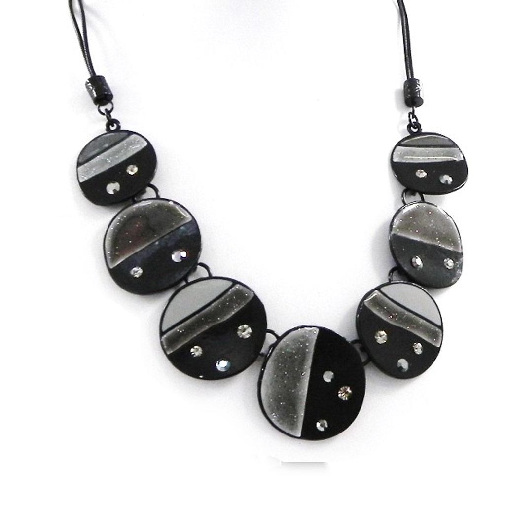 NOA [H9079] - Дизайнерское колье «Нора» серо-черный