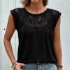 Летние футболки Кружевные лоскутные топы без рукавов с круглым вырезом