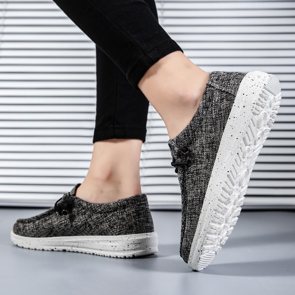 Дышащие парусиновые кроссовки без шнуровки для мужчин — нескользящая обувь для весны и лета