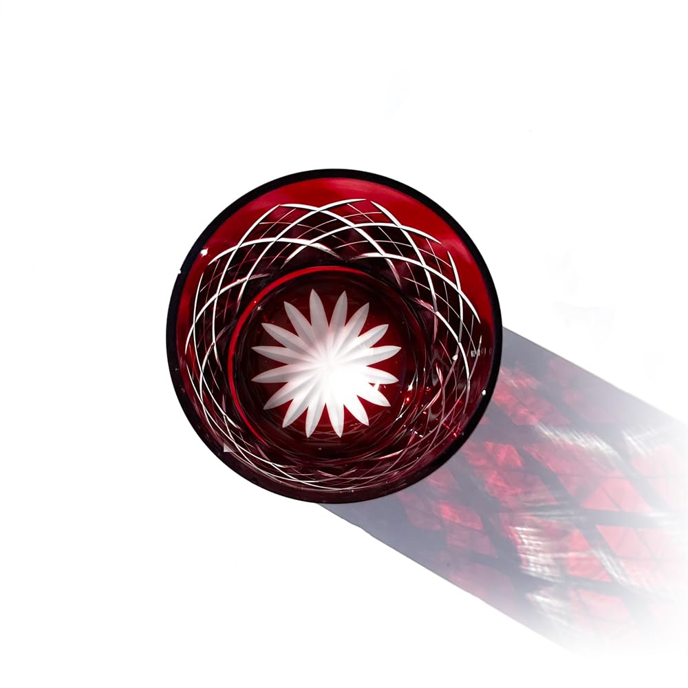 Kobo Edo Kiriko Yarai Crest Старая стеклянная деревянная коробка Сделано в Японии [официальный Taimuro] (красный) ТБ90115-1Р