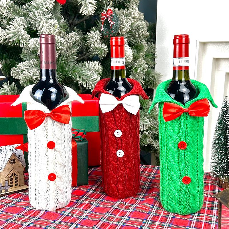 Nordic style wine bottle Christmas decorations, plush wine bottle bags, Christmas red wine set, restaurant party
