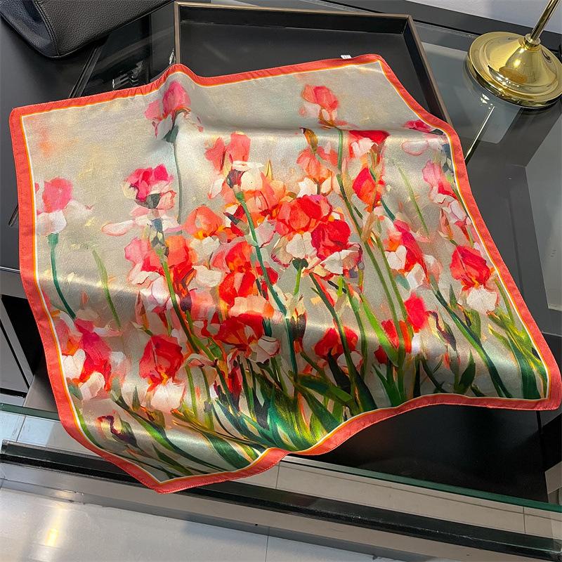 New 100% Natural Real Silk Scarf Women Bandana Square Scarves Wrap Kerchief Mulberry Fashion Luxury High Quality Hijab For Lady