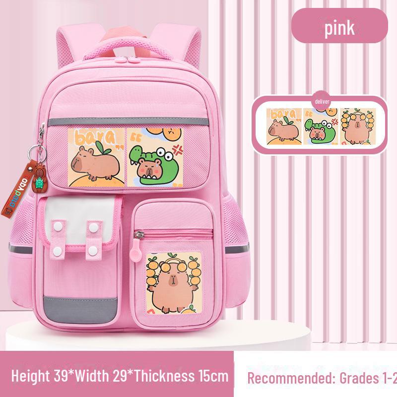 Рюкзак большой вместимости с капибарой для 1-6 классов - Милый и грязеотталкивающий дизайн для мальчиков и девочек