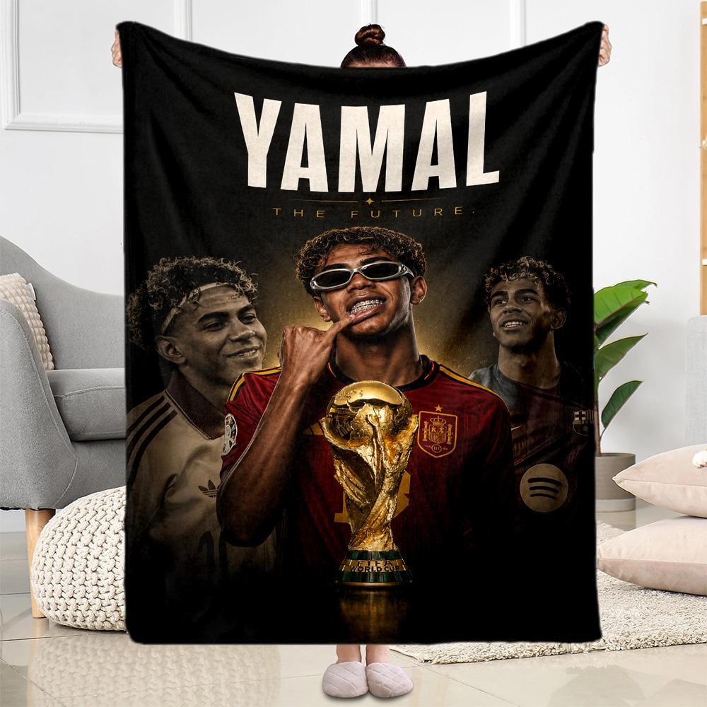 Lamine Yamal's Future Football Blanket Ultra-Soft Great for Bed Office Chair Office for All Seasons Playful Design Birthday Christmas Gift Blanket
