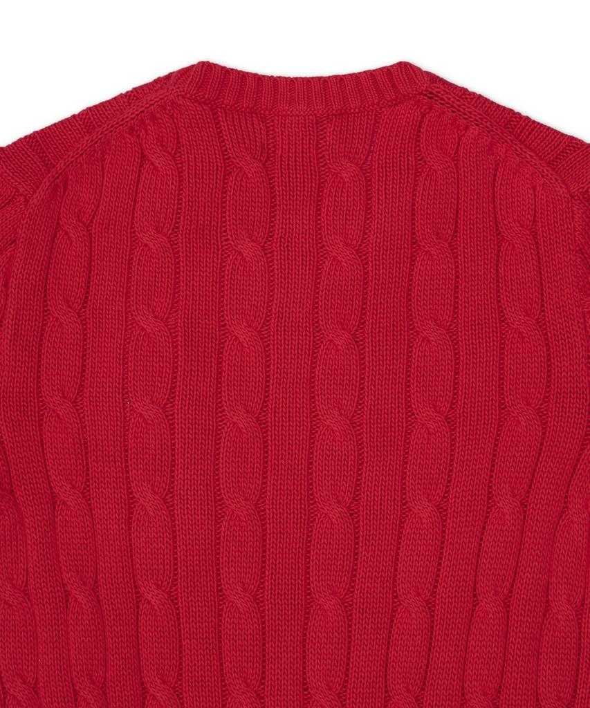 POLO RALPH LAUREN Cable Knit Cotton Short Sleeve Sweater - Red