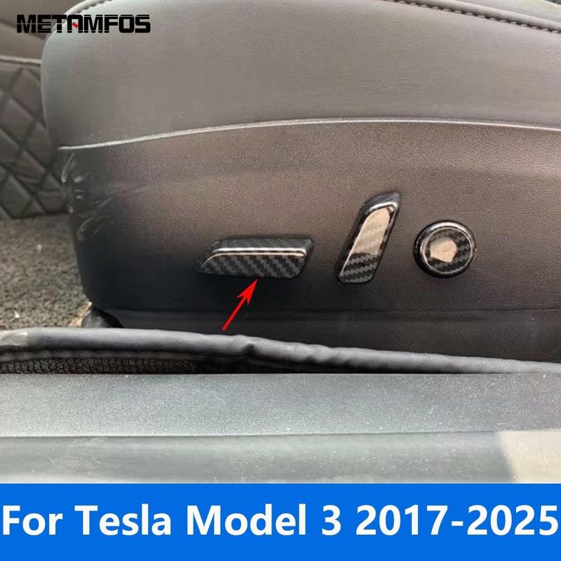 Seat Adjustment Knob Control Button Cover Trim For Tesla Model 3 2017-2024 2025 Carbon Fiber Interior Accessories Car Styling