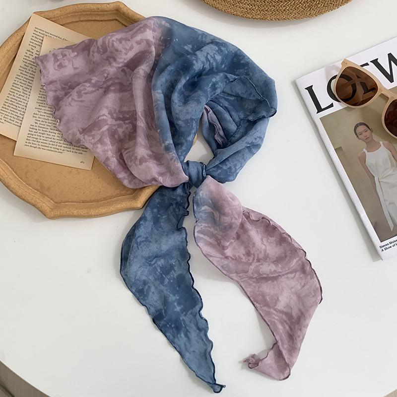 Треугольный платок повязка на голову ретро тай-дай шелковый платок высококачественный тонкий платок платок-шаль многоцелевой пояс