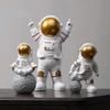 Resin Astronaut Spaceman Statue Ornament Home Office Desktop Figurine Decors Set of 3 - Golden
