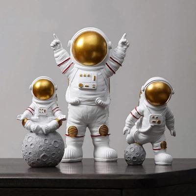 Статуя космонавта из смолы, украшение для домашнего офиса, настольная фигурка, набор из 3 предметов - золотой