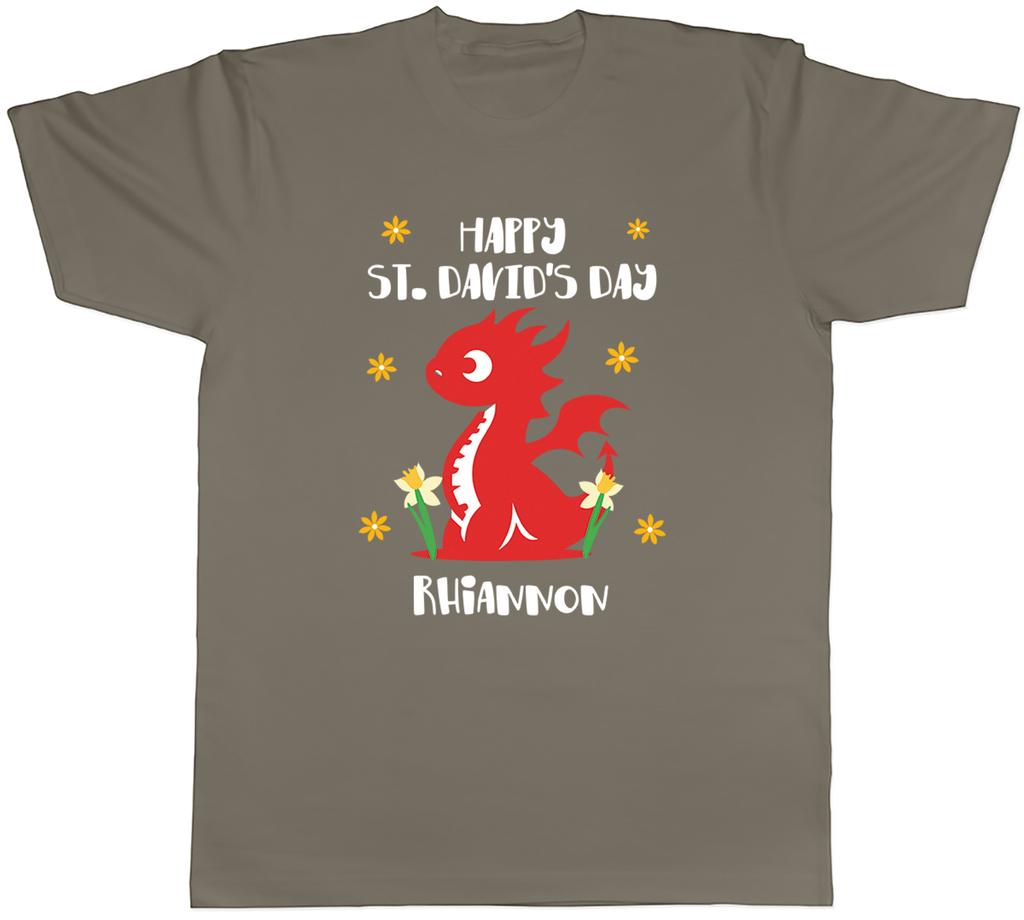 Personalised Happy St Davids Day Dragon Wales Unisexs TShirt Tee Gift Top